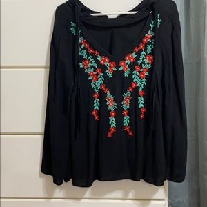 Black blouse with flowers